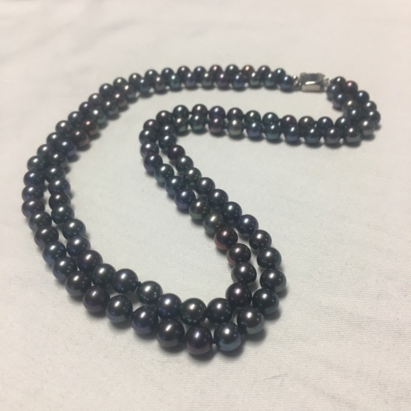 AAA Black Freshwater Pearl Double Strand Necklace - Picture 10 of 11